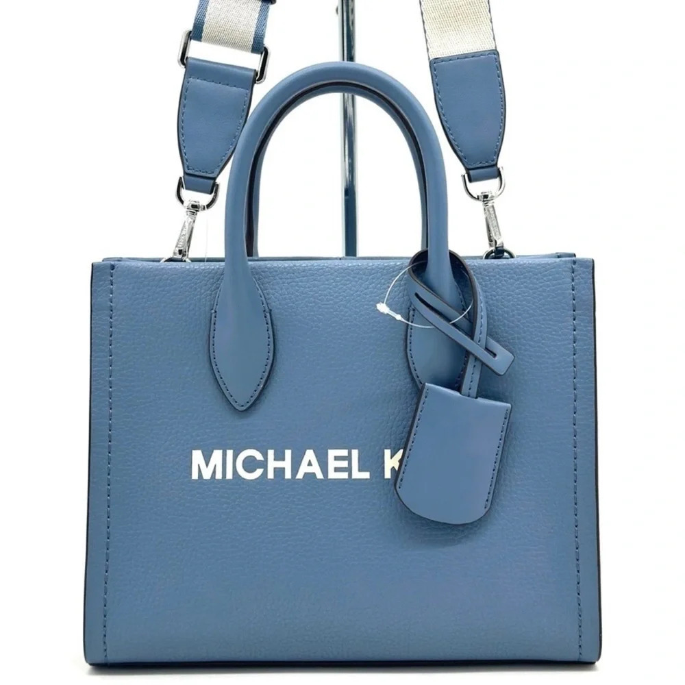Michael Kors Mirella Small Pebbled Leather Crossbody Bag Blue Denim